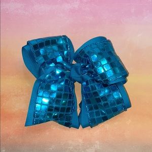 Large Blue with Metallic Details Hair Bow